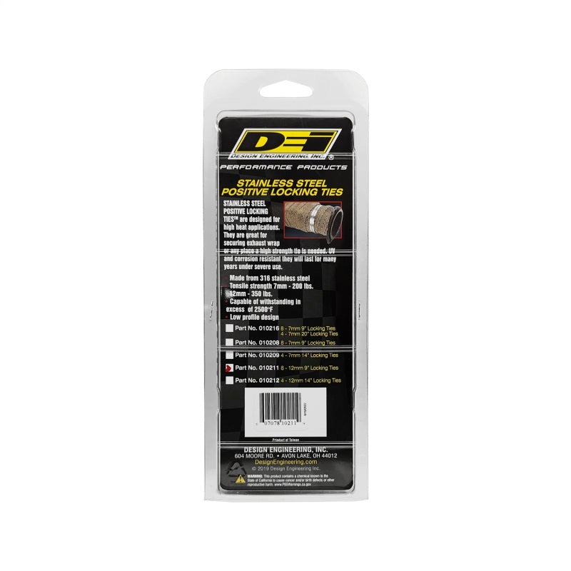 DEI Stainless Steel Positive Locking Tie 1/2in (12mm) x 9in - 8 per pack 10211