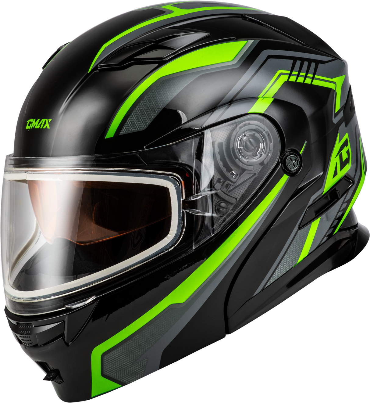 GMAX Md-01s Transistor Snow Helmet Black/Grey/Green Lg M201391316
