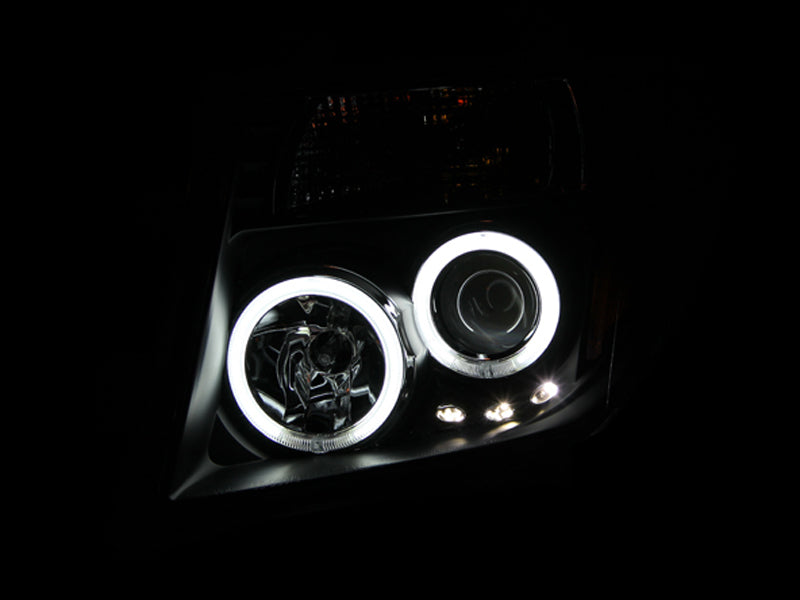 ANZO 2005-2008 Nissan Frontier Projector Headlights w/ Halo Black 111111