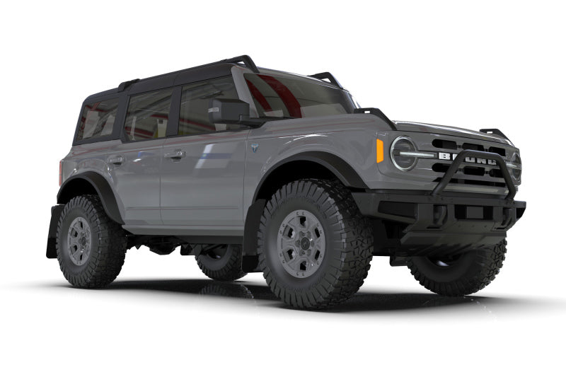Rally Armor 21-22 Ford Bronco (Steel Bmpr - NO Rptr/Sprt - NO RR/RB) Blk Mud Flap w/Area Blue Logo MF85-NO-ST-ABL