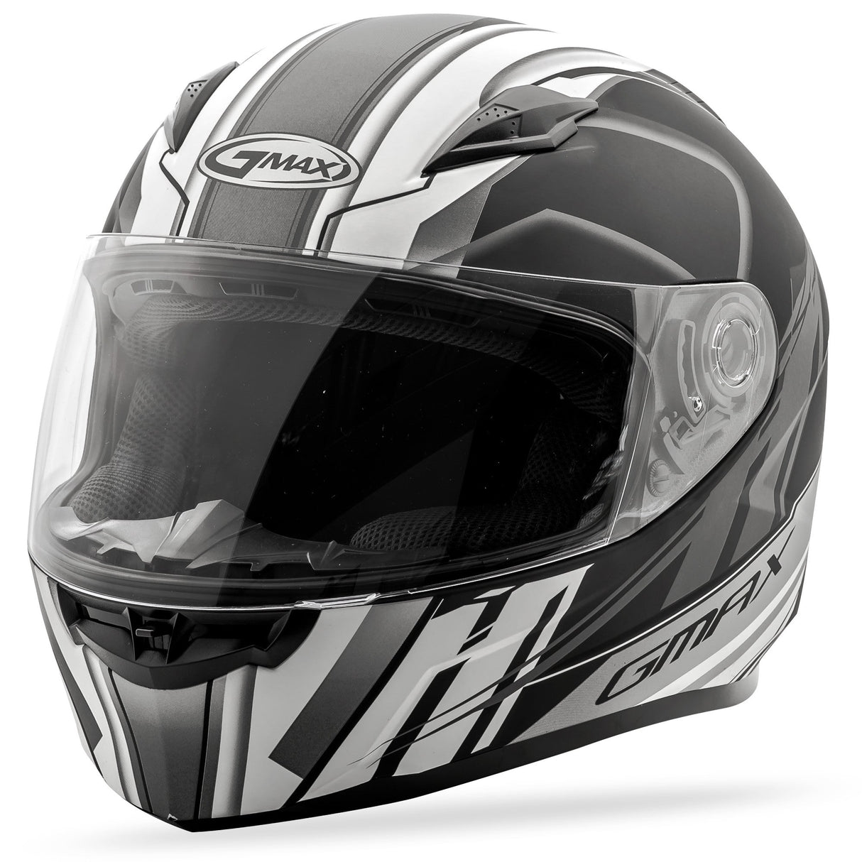 GMAX Ff-49 Full-Face Rogue Helmet Matte Black/White Lg G7493436 F.TC-15