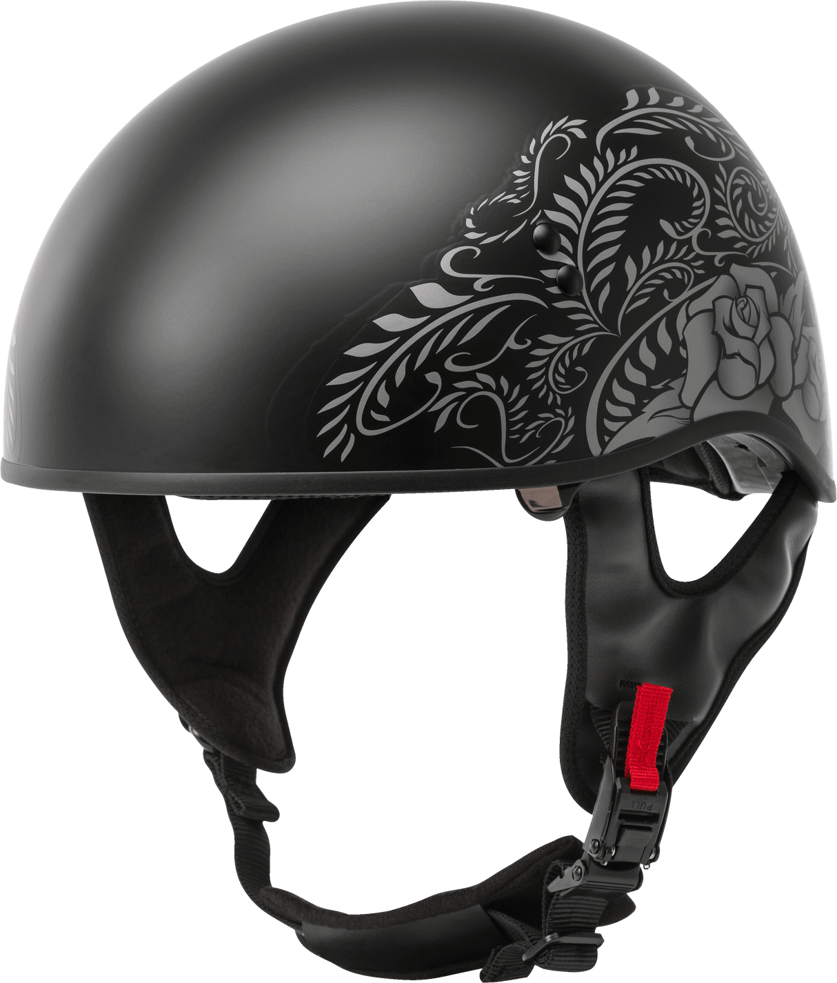 GMAX Hh-65 Half Helmet Rose Naked Matte Black/Silver Sm H1657074