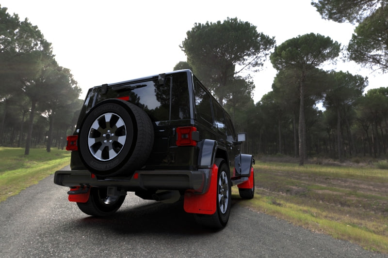 Rally Armor 18-22 Jeep JL Wrangler Red UR Mud Flap w/ Black Logo MF54-UR-RD/BLK