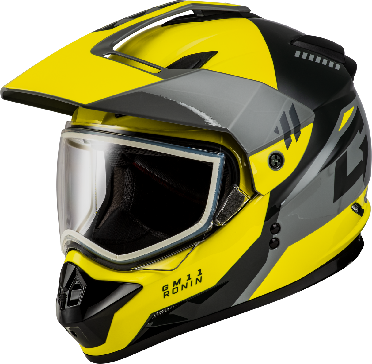 GMAX Gm-11 Ronin Helmet Yellow/Silver/Grey 3x A11151199