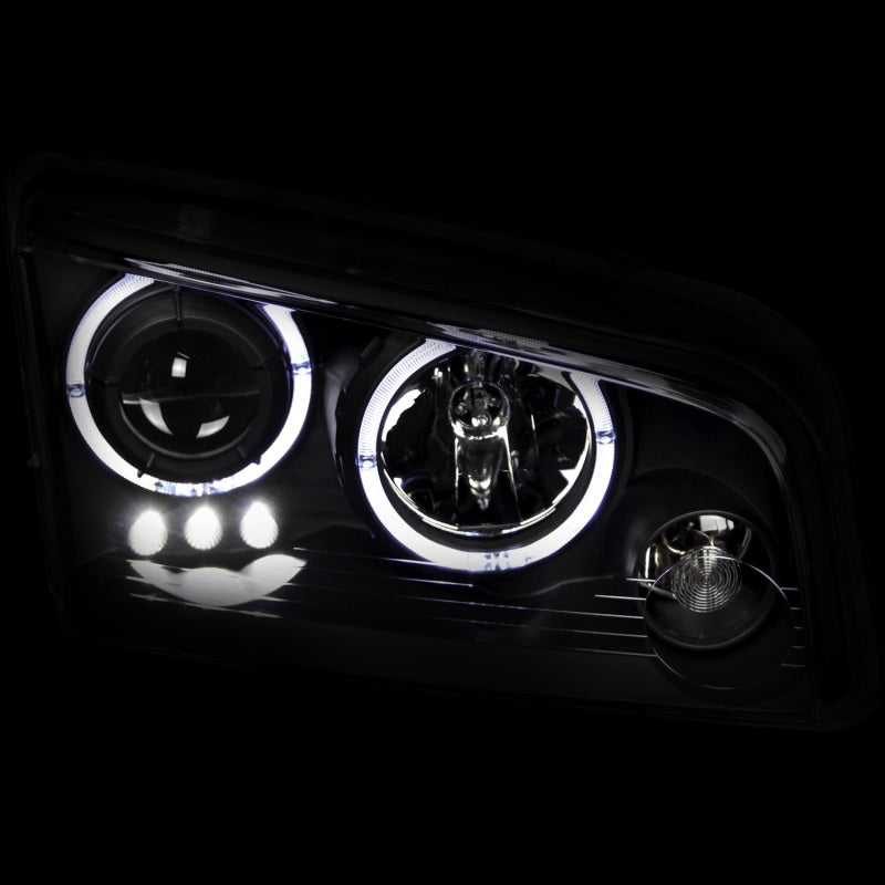 ANZO 2006-2010 Dodge Charger Projector Headlights w/ Halo Black 121381
