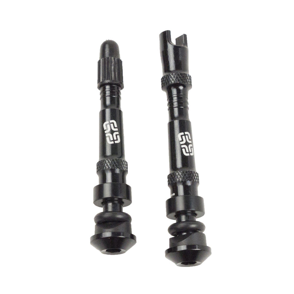 E13 Set 2 Alum Tubless Valves 27-37mm Rim Depth Black TR1UNA-115