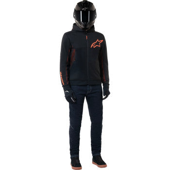 ALPINESTARS Chrome Air Sport Hoodie - Black/Red Fluo - XL 4200425-1030-XL