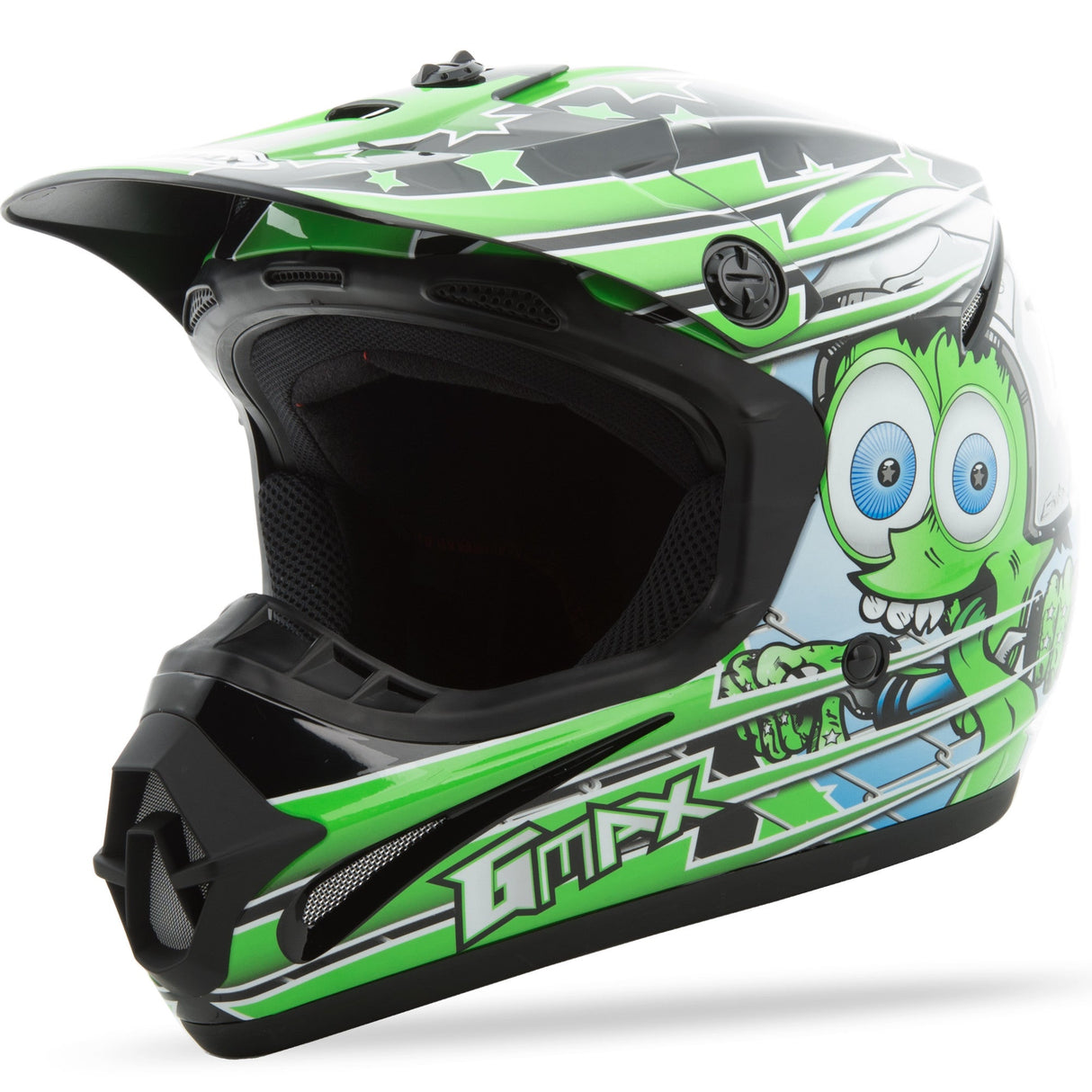 GMAX Youth Gm-46.2y Superstar Helmet Black/Green Ys G3465220 TC-3