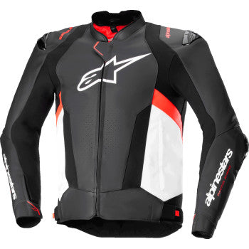 ALPINESTARS Missile v3 Leather Jacket - Black/White/Red Fluo - US 42 / EU 52 3100125-1231-52