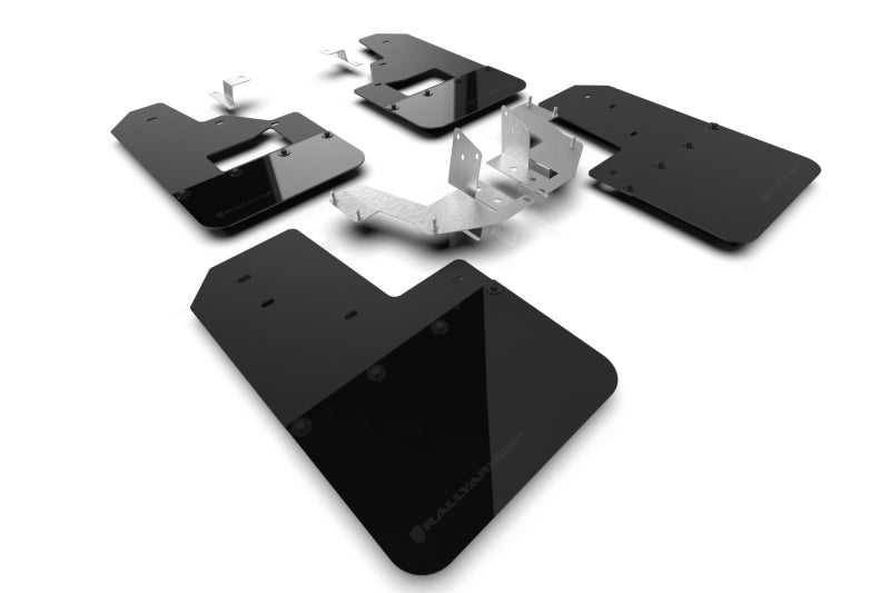 Rally Armor 21-22 Ford Bronco (Plstc Bmpr + RB - NO Rptr/Sprt) Blk Mud Flap w/Met. Blk Logo MF85-RB-PL-MBK