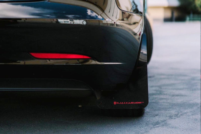 Rally Armor 17-22 Tesla Model 3 Black UR Mud Flap w/ Red Logo MF62-UR-BLK/RD