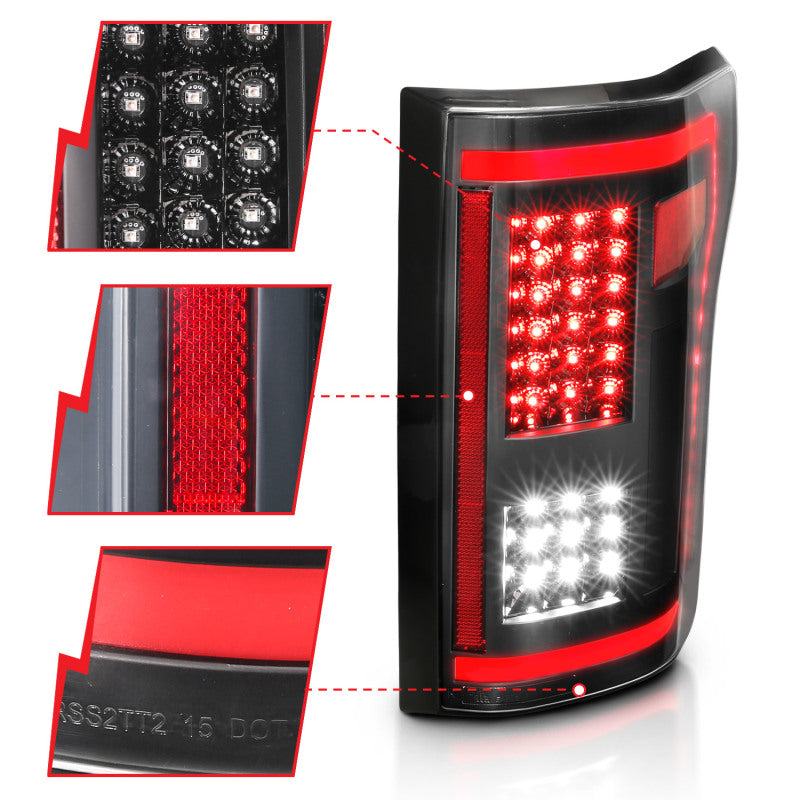 ANZO 15-17 Ford F-150 LED Taillights Black w/ Sequential 311293