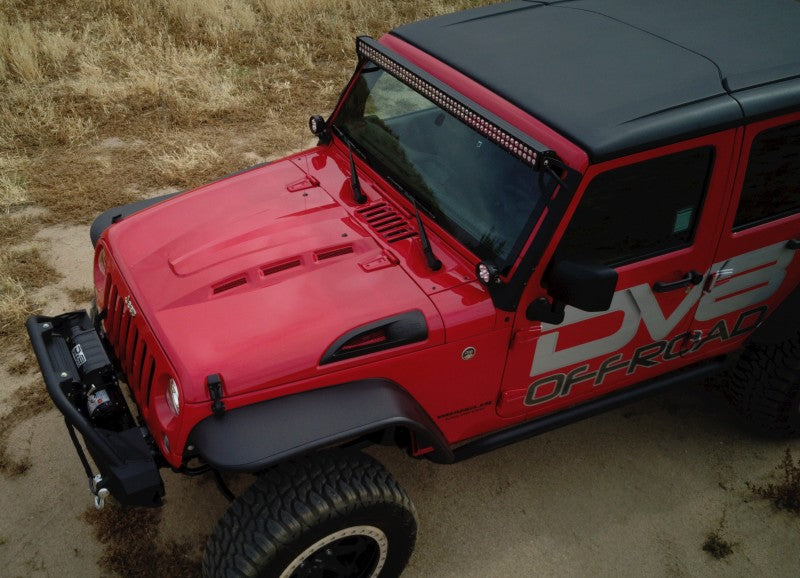 DV8 Offroad 07-18 Jeep Wrangler JK Metal Heat Dispersion Hood - Primer Black HDMB07-02
