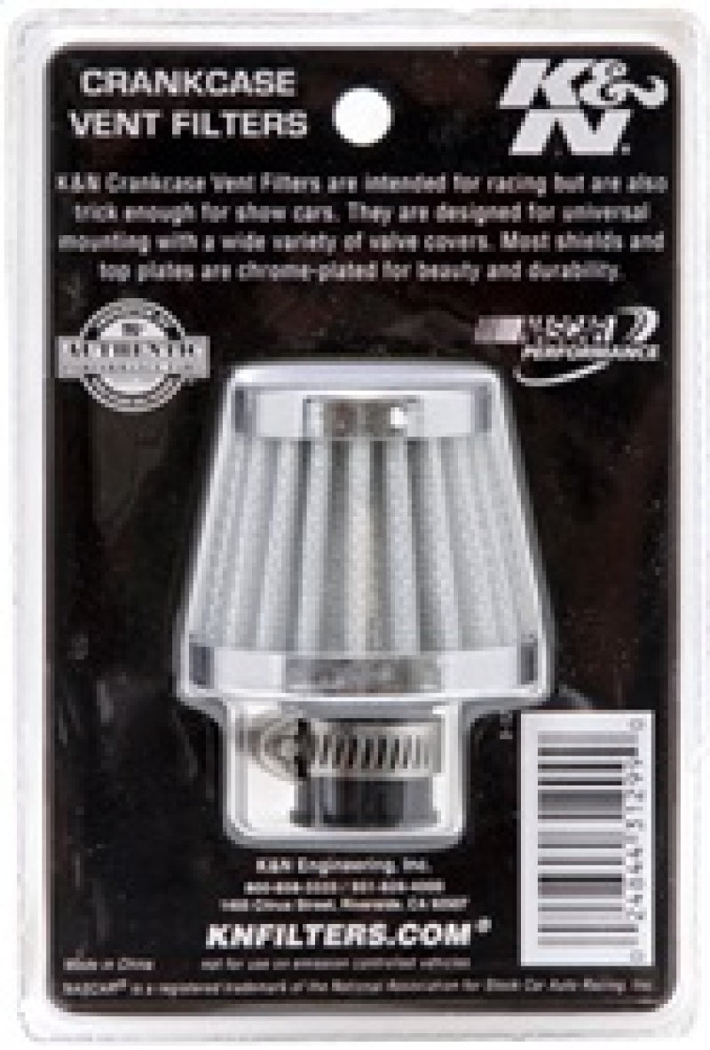 K&N 2in Base OD x .375in Flange ID x 1.75in H Rubber Base Crankcase Vent Filter - White 62-1600WT