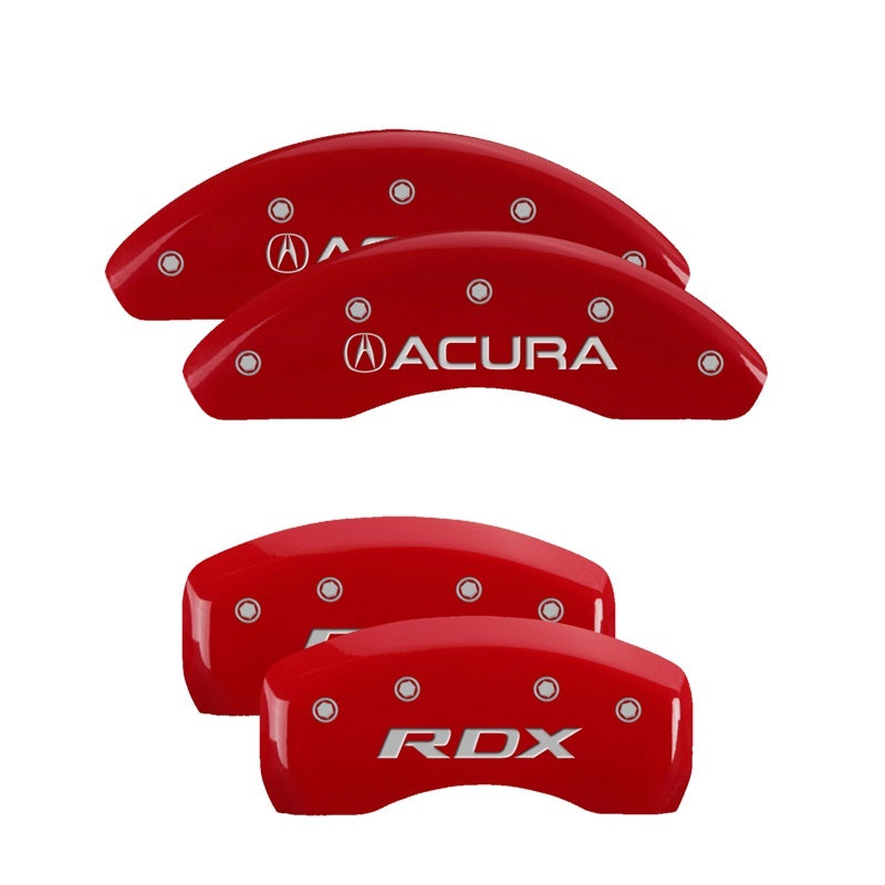 MGP 4 Caliper Covers Front Acura Rear RDX Red Finish Silver Characters (Req 18in+ Wheel) 39024SRDXRD
