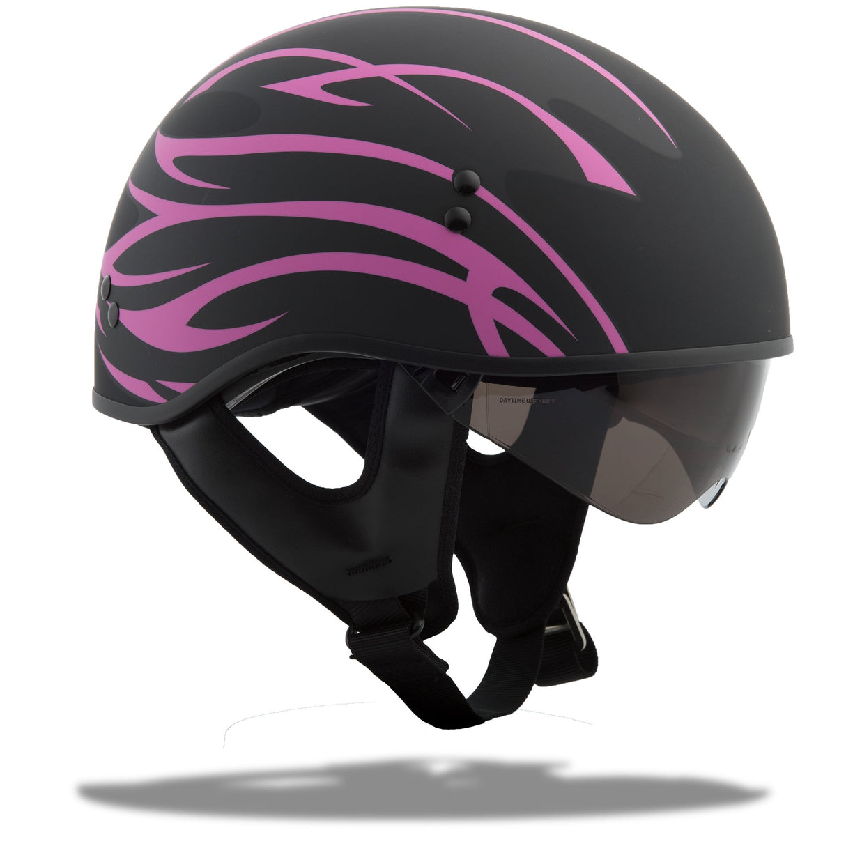 GMAX Gm-65 Half Helmet Grit Naked Matte Black/Pink Sm G1653404