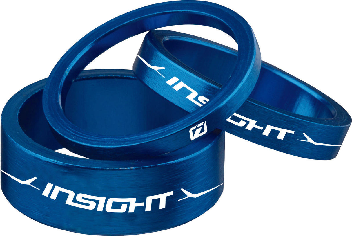 INSIGHT Alloy Headset Spacers Blue 1-1/8" 3mm/5mm/10mm INSP118BLBL