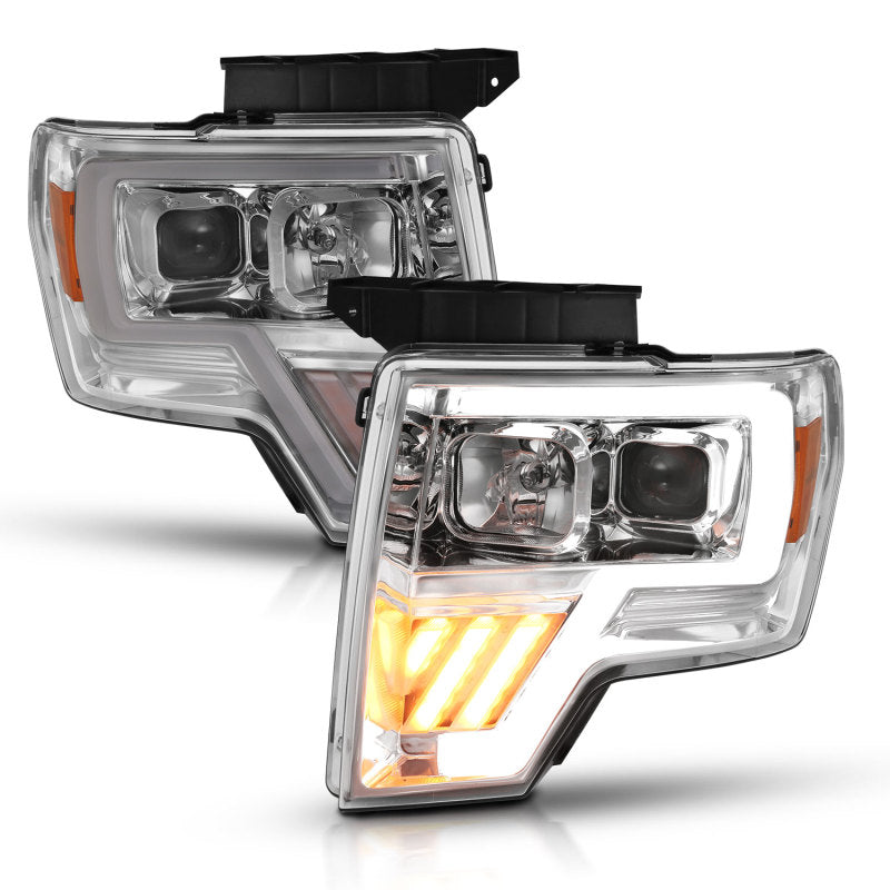 ANZO 2009-2014 Ford F-150 Projector Headlight Chrome Amber 111446