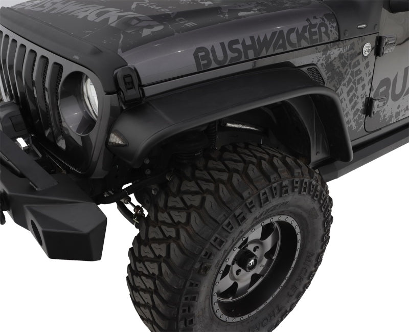 Bushwacker 2018+ Jeep Wrangler (JL) Unlimited Flat Style Flares 4pc - Black 10923-07
