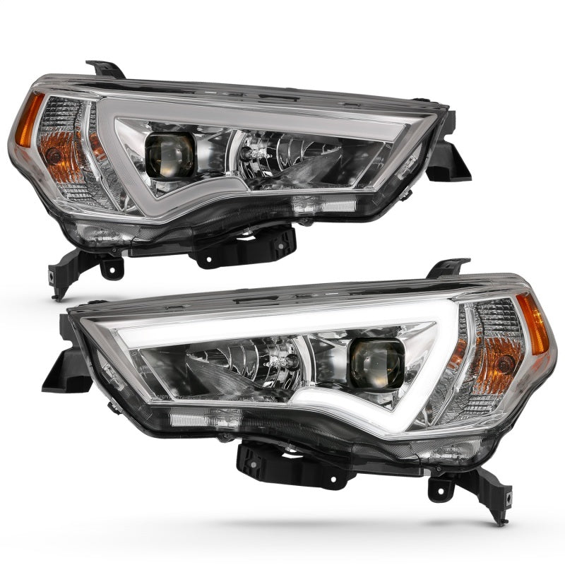 ANZO 14-18 Toyota 4 Runner Plank Style Projector Headlights Chrome w/ Amber 111417