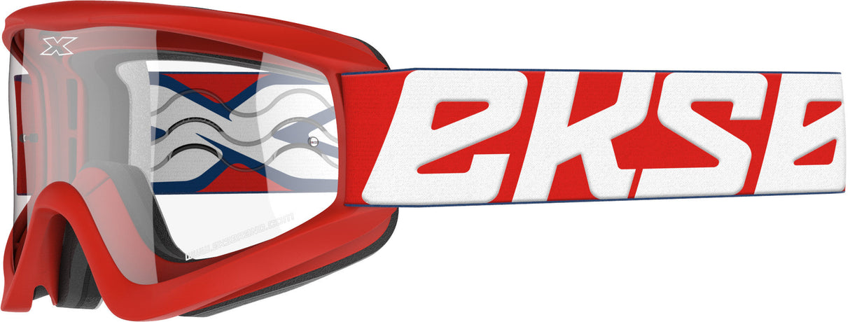 EKS BRAND Flat-Out Goggle Red/White W/Clear Lens 067-60430