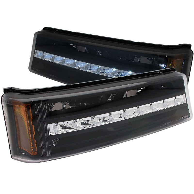 ANZO 2003-2006 Chevrolet Silverado 1500 LED Parking Lights Black w/ Amber Reflector 511067