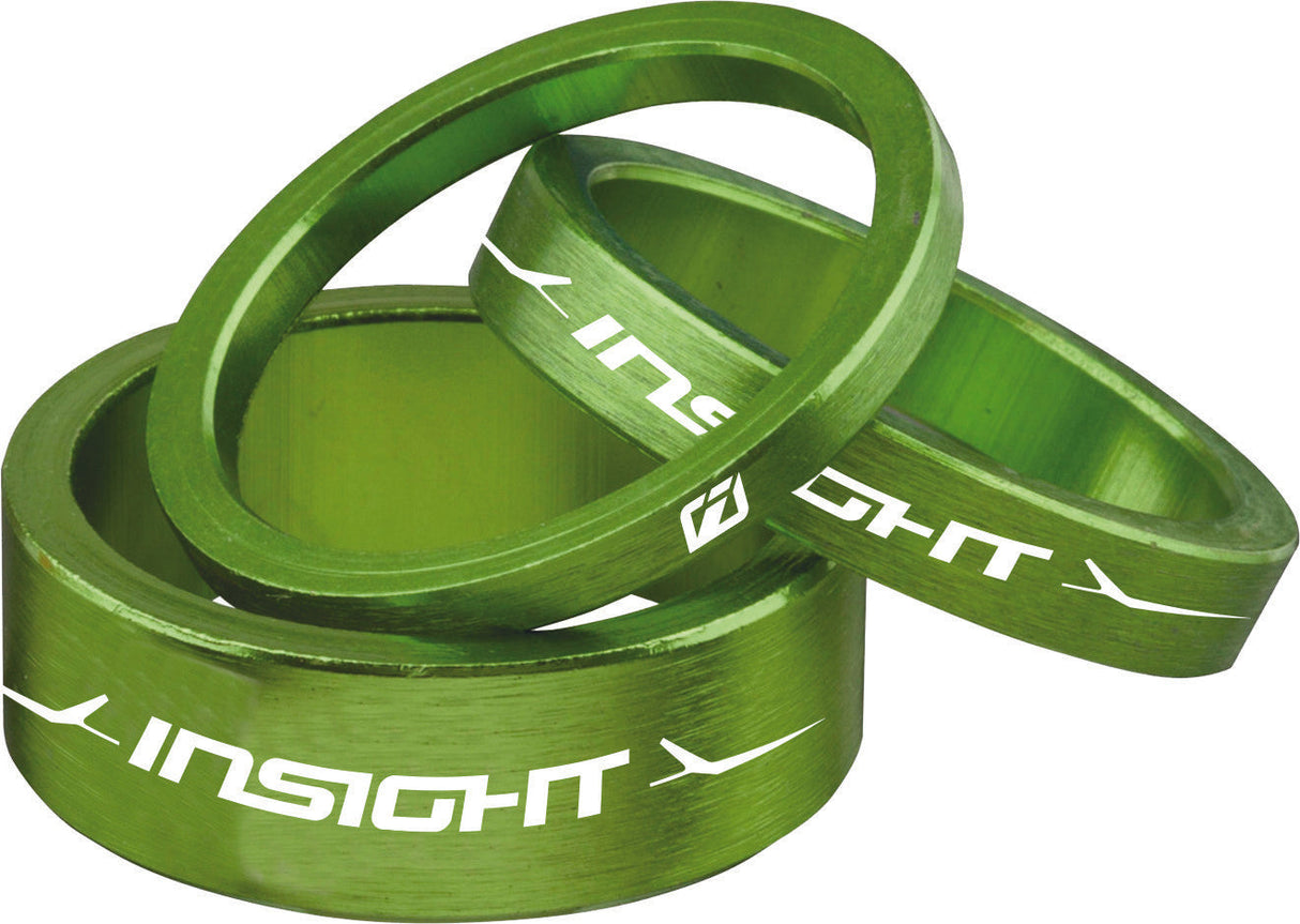 INSIGHT Alloy Headset Spacers Green 1-1/8" 3mm/5mm/10mm INSP118GRGR