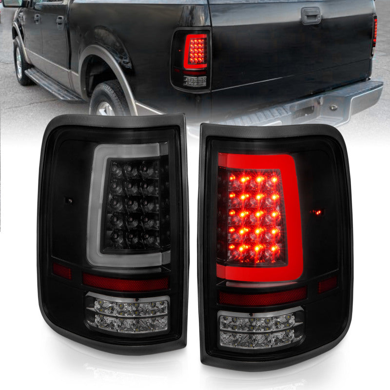 ANZO 2004-2006 Ford F-150 LED Tail Lights w/ Light Bar Black Housing Smoke Lens 311343