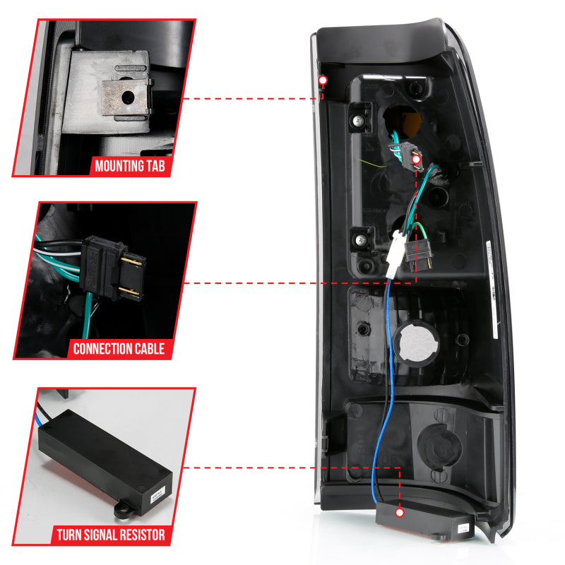 ANZO 1999-2002 Chevy Silverado 1500 LED Taillights Plank Style Black w/Smoke Lens 311331