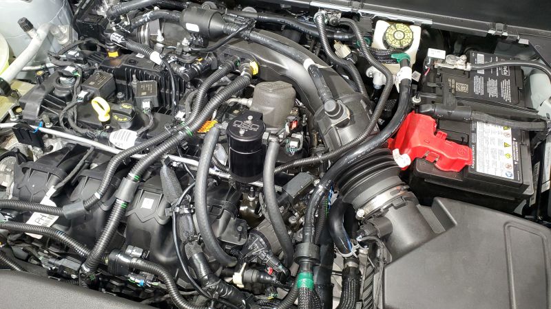 J&L 19-23 Ford/Lincoln SUV & Trucks w 2.0 EcoBoost Driver Side Oil Separator 3.0 - Black Ano 3044D-B