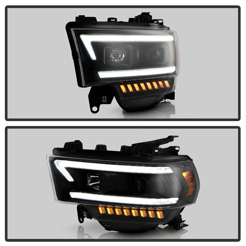 Spyder 19-22 Dodge Ram 2500 (Halogen Only) Projector Headlights - Black PRO-YD-DR19HDHALSI-SEQ-BK 5088611