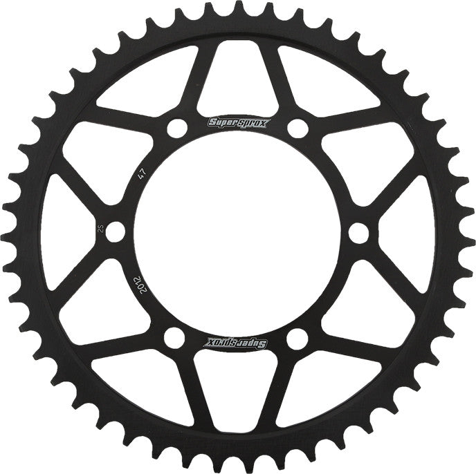 SUPERSPROX Rear Sprocket Steel 47t-525 Blk Tri RFE-2012-47-BLK