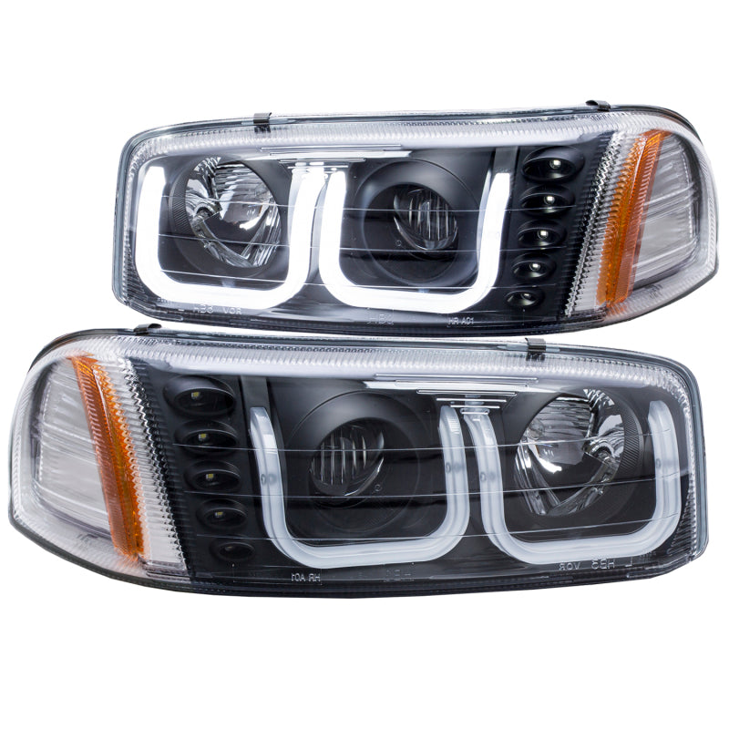 ANZO 1999-2006 Gmc Sierra 1500 Projector Headlights w/ U-Bar Black 111303
