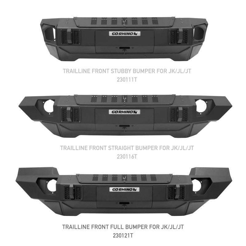 Go Rhino 07-20 Jeep Wrangler JL/JLU/JK/JKU/Gladiator JT Trailline Front Full Width Bumper 230121T