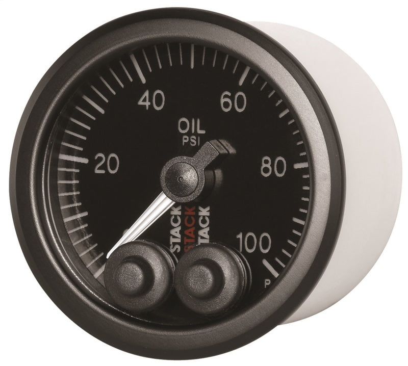 Autometer Stack Instruments Pro Control 52mm 0-100 PSI Oil Pressure Gauge - Black (1/8in NPTF Male) ST3502