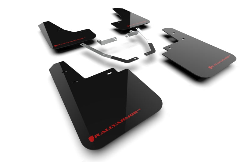 Rally Armor - 2024 Subaru Crosstrek (Wilderness Only) Black UR Mud Flap W/Red Logo - No Drilling Req MF116-UR-BLK-RD