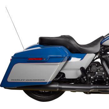 DRAG SPECIALTIES Freedom Seat - Vinyl - Double Diamond Black Stitch - FLH '09-'23 0801-1481