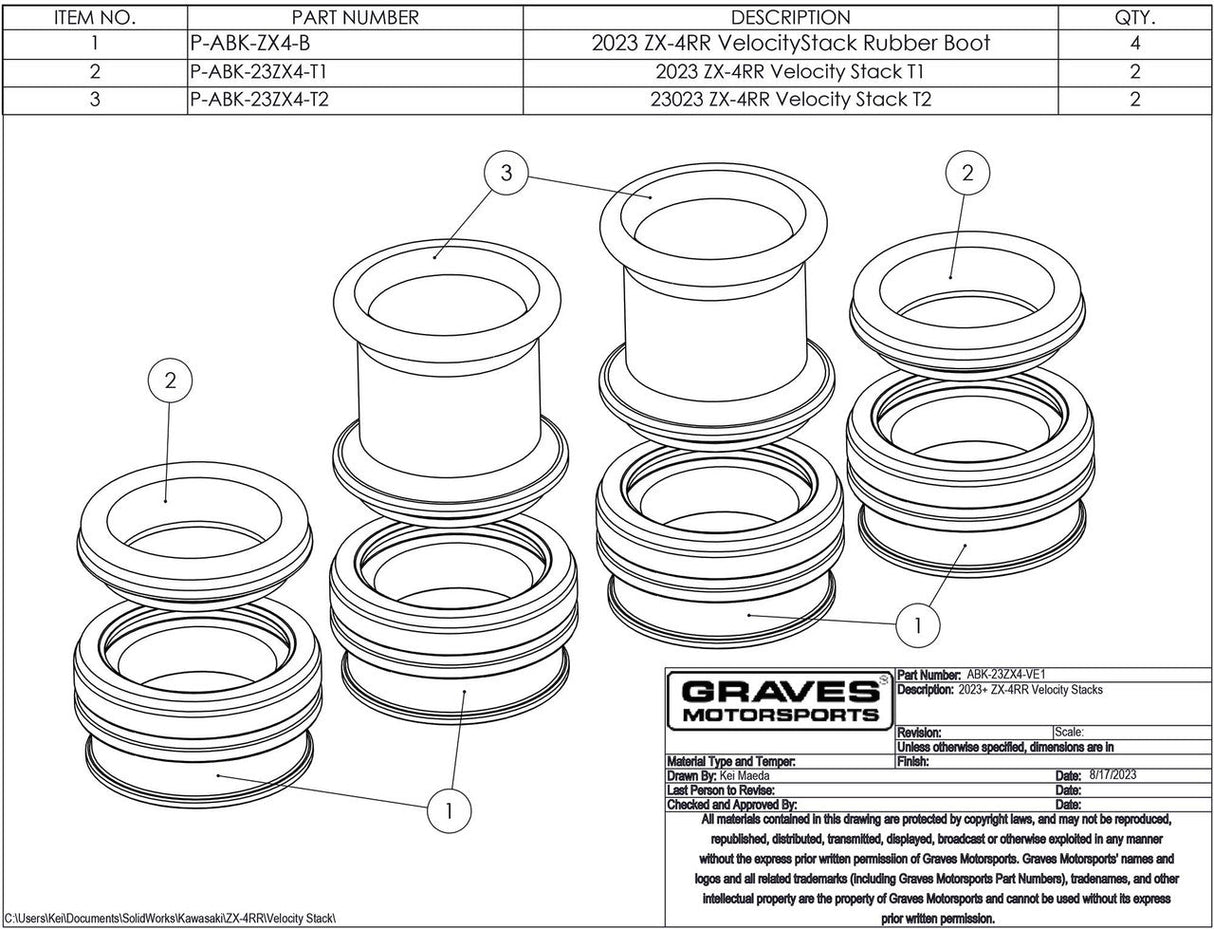 Graves Velocity Stacks ZX-4RR 2023 2024 2025 2026 ABK-23ZX4-VE1