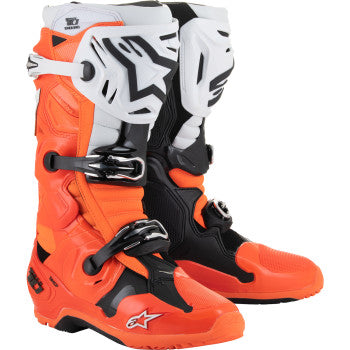 ALPINESTARS Tech 10 Enduro Boots - Fluorescent Orange/Black/White - US 8 2010025-4512-8