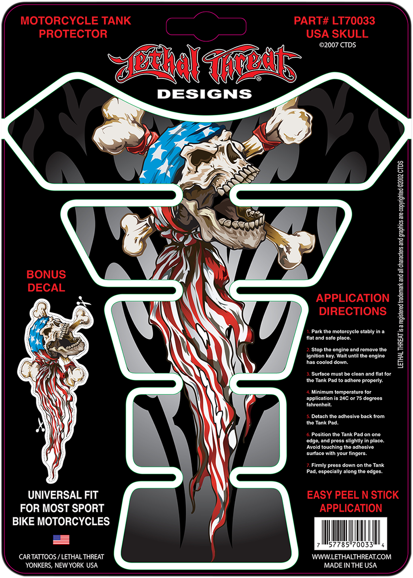 LETHAL THREAT Tank Pad - USA Skull LT70033