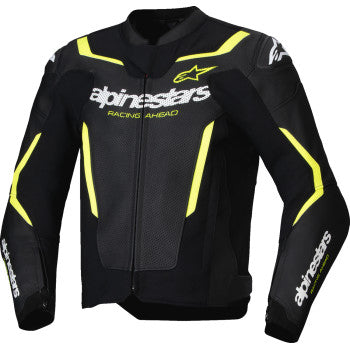 ALPINESTARS GP Force v2 Airflow Leather Jacket - Black/Yellow Fluo - US 46 / EU 56 3100326-155-56