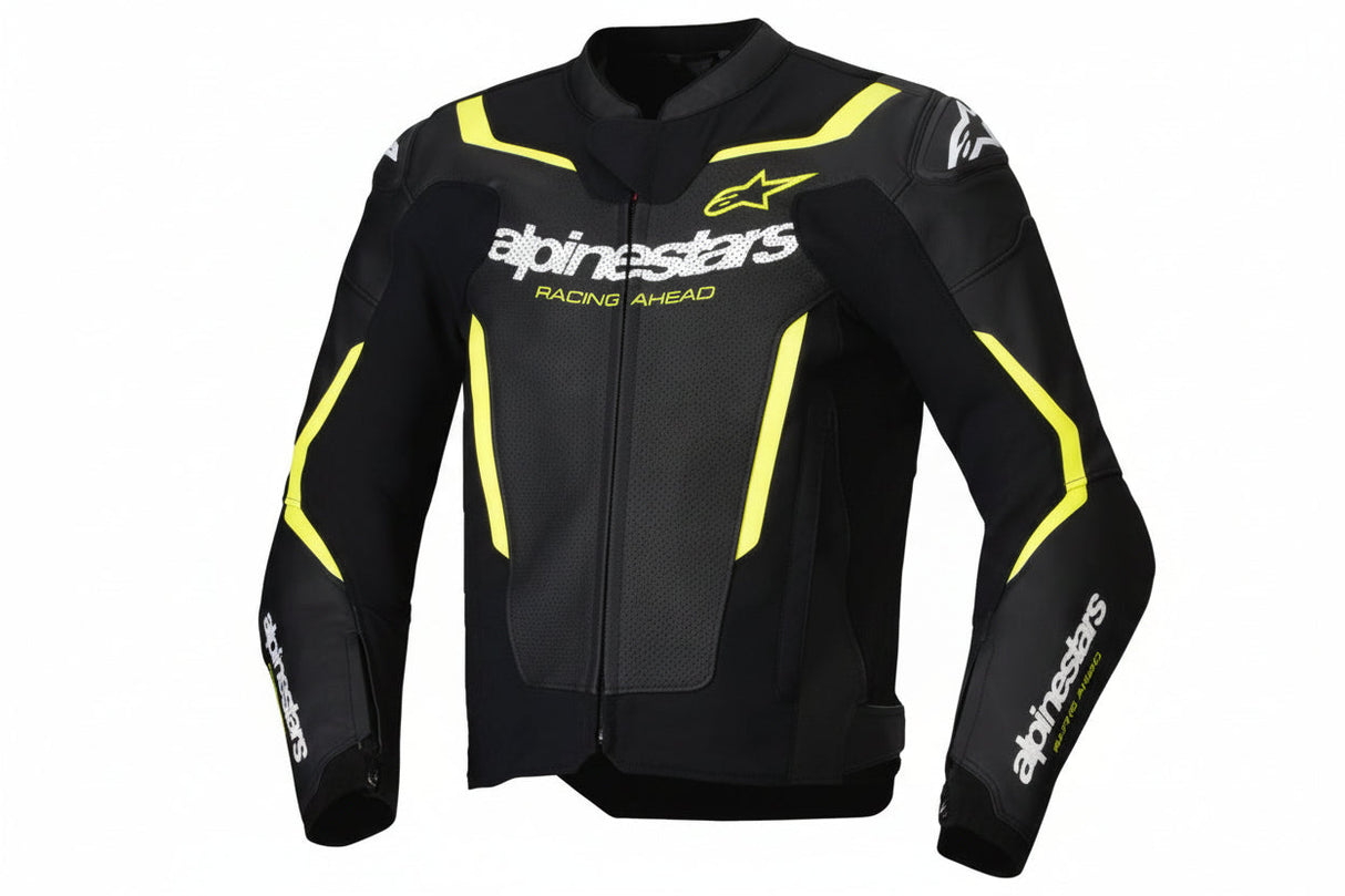IN STOCK OPEN BOX ALPINESTARS Jacket Lthr Gp Force Air Flo Blk/Yl Fl 52 3100326-155-52
