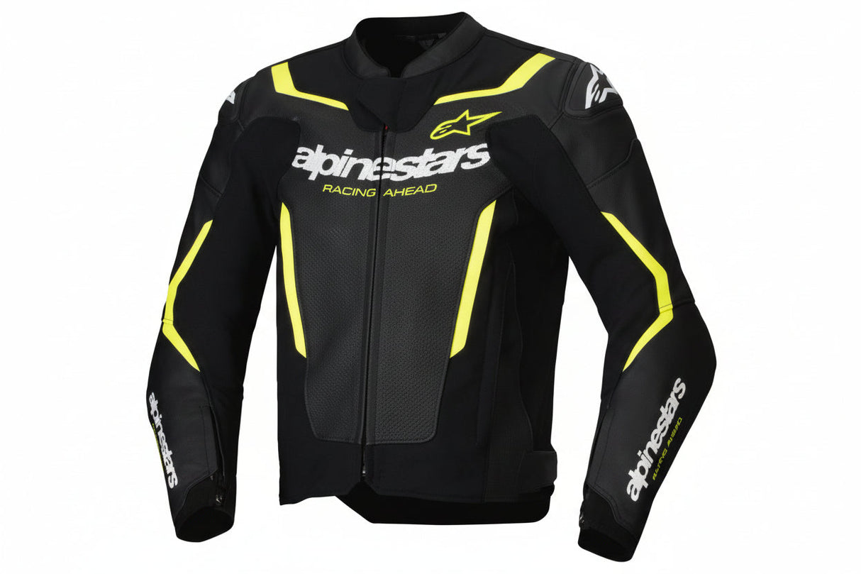 IN STOCK OPEN BOX ALPINESTARS Jacket Lthr Gp Force Air Flo Blk/Yl Fl 54 3100326-155-54