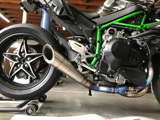 Vandemon Brushed Titanium Exhaust System Ninja H2 & H2R 2015-26 KAWAH2TICSBRUEXHD VA-2