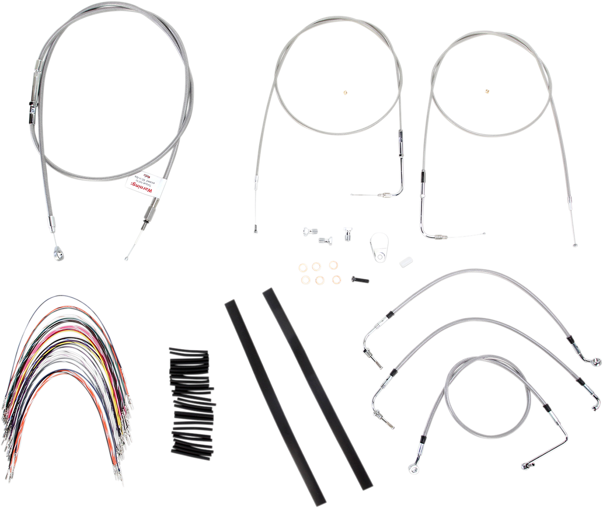 BURLY BRAND Handlebar Cable/Brake Line Kit - Complete - 14" Ape Hanger Handlebars - Stainless Steel B30-1085