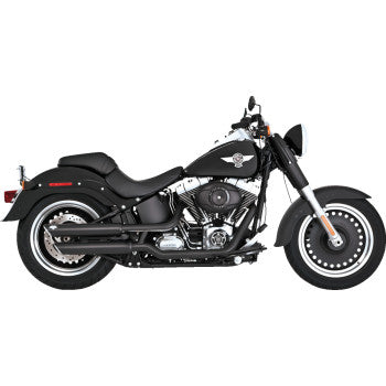 VANCE & HINES Twin Slash 3" Slip-On Mufflers - Black Fat Boy Lo 2007-2009 FLSTFB 46844
