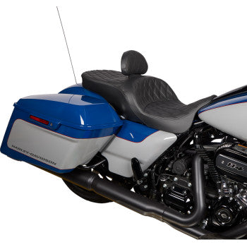 DRAG SPECIALTIES EZ Glide II Backrest - Small - Vinyl - Double Diamond Black Stitch 0822-0537