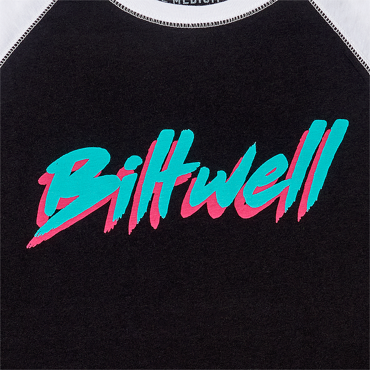 BILTWELL Camiseta raglán 1985 para mujer - Negro/Blanco - Mediana 8144-060-003
