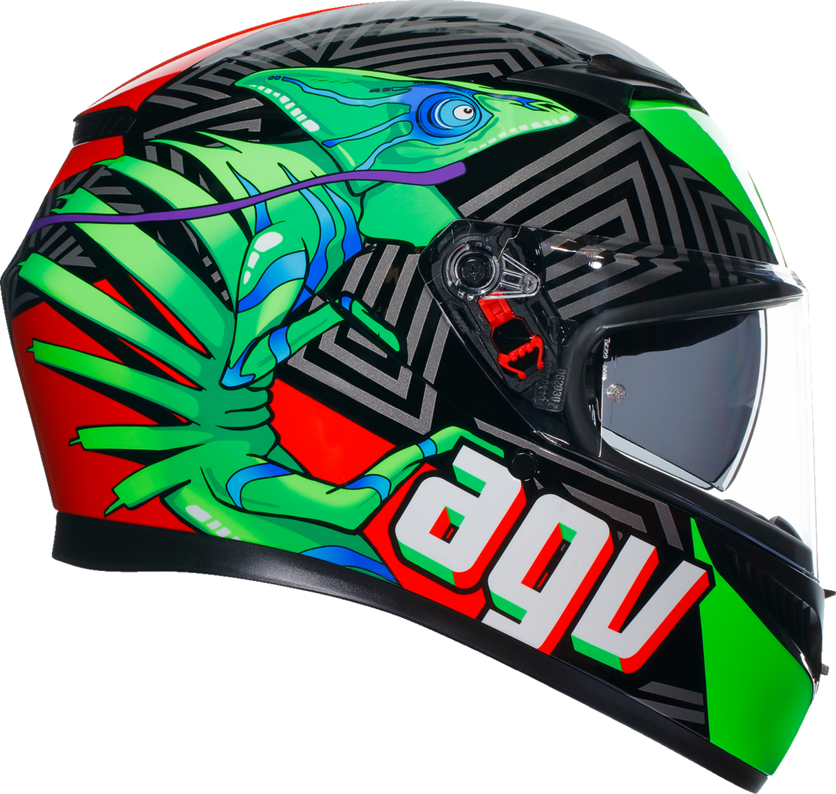 Casco AGV K3 - Kamaleon - Negro/Rojo/Verde - Grande 2118381004013L