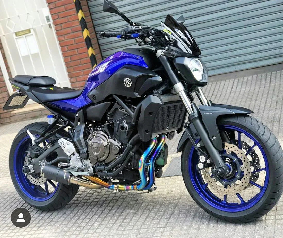 Vandemon Yamaha MT07 FZ07 XSR700 Titanium Exhaust System Carbon Muffler 2014-2024 YAMAMT07EXHTICFC VA-80
